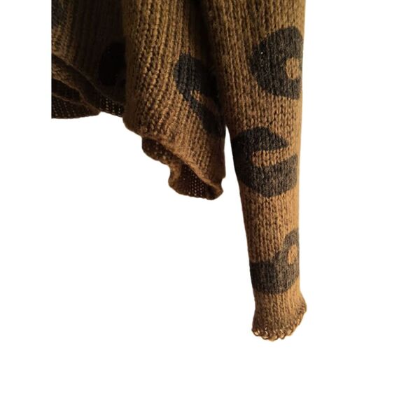 Wooden Ships Sweater Mohair Wool Brown Leopard Mob Wife Glam Quiet Luxury S/M - Picture 3 of 9